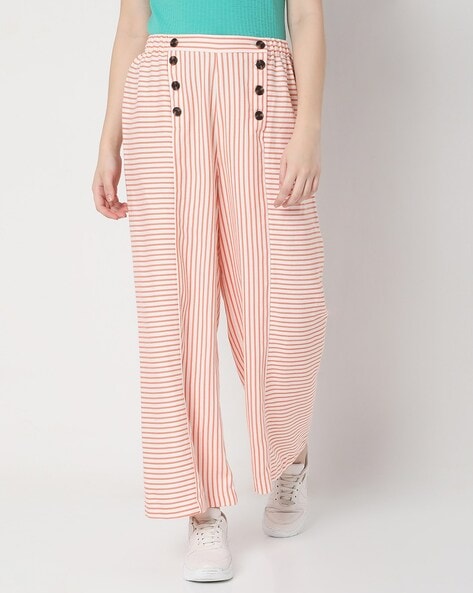 Urban Outfitters Archive Pink Stripe Flare Trousers | Urban Outfitters UK