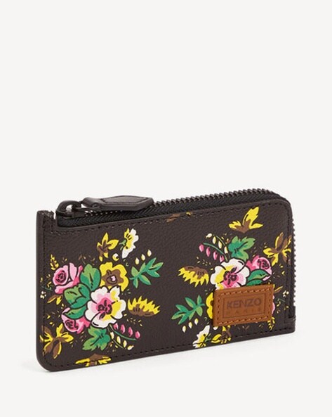 Buy KENZO Courier Pop Bouquet Zipped Card Holder Black Color Men