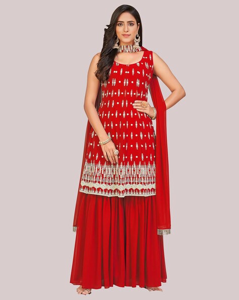 Embellished Semi-Stitched A-line Dress Material Price in India