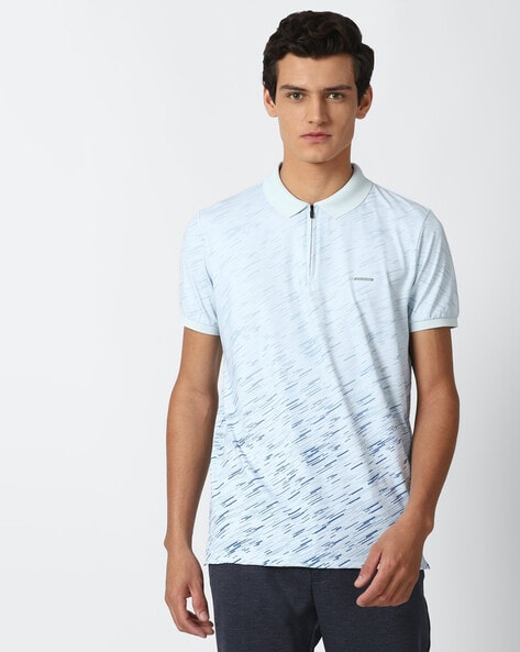 LOUIS PHILIPPE Printed Men Polo Neck Blue T-Shirt - Buy LOUIS