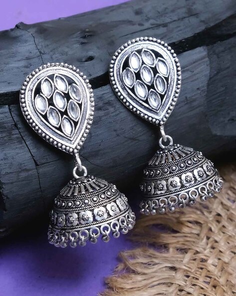 Antique silver deals jhumka earrings