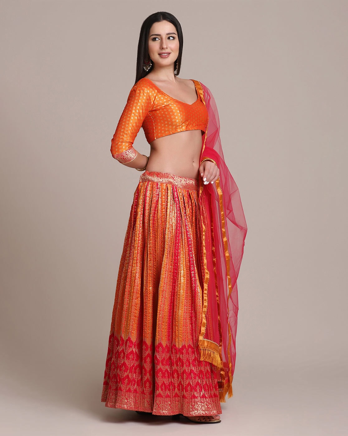 Buy Orange Lehenga And Blouse Dupion Dupatta Bridal Set For Women by Tarun  Tahiliani Online at Aza Fashions.