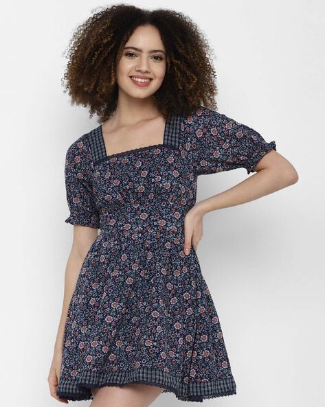 American eagle shop blue floral dress