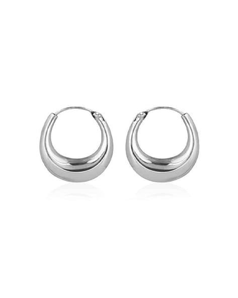 Twisted Oval Hoop Earrings in Sterling Silver  40mm 1 12 Inch  The  Black Bow Jewelry Company