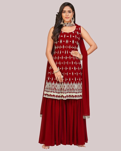 Embellished Semi-Stitched A-line Dress Material Price in India