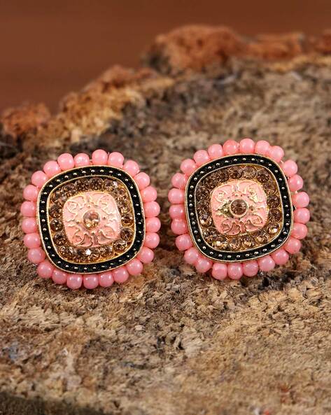 Pink Panther Cartoon Beaded Stud Earrings – AshokaSundari Jewels