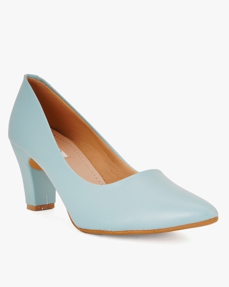 Light blue discount block heel shoes