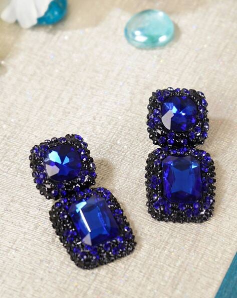 Buy DARK BLUE EARRINGS Navy Blue Earrings Statement Navy Online in India   Etsy