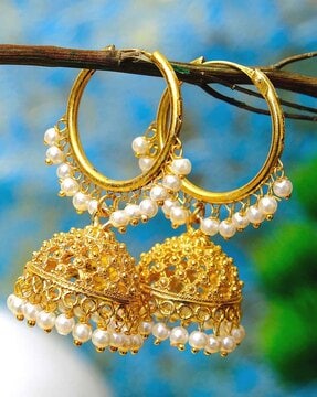 RK Gold fancy trandy Gold Plated JHUMKA BALI Earring for women  COMBO SET  OF 2 