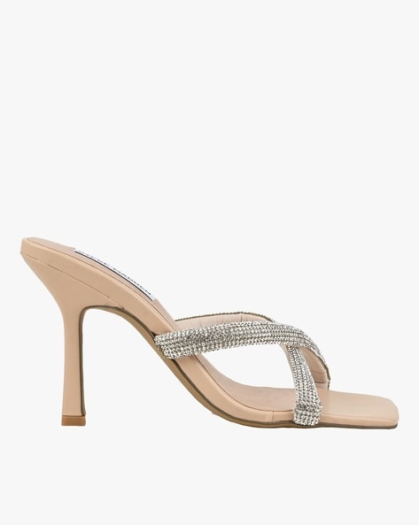Amazon.com: BATRC Glitter Rhinestone Decor Chunky Heeled -Way Wear Sandals  Short Heels for Women (Color : Silver, Size : 38 M EU) : Clothing, Shoes &  Jewelry