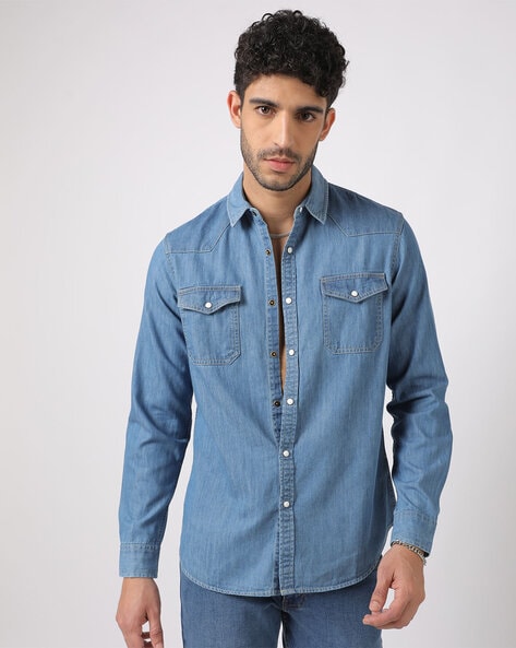 Buy Blue Shirts For Men By Buda Jeans Co Online | Ajio.Com