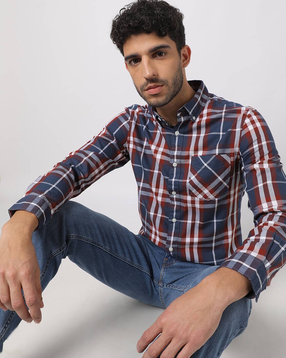 Multi Colour Regular Fit Corduroy Men's Check Shirt - Buy Online in India @  Mehar