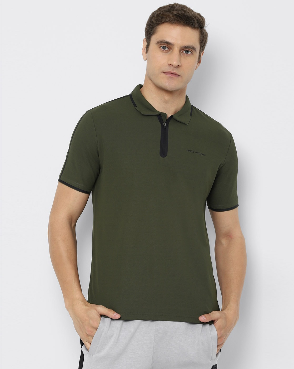 Louis Philippe T-Shirts : Buy Louis Philippe Olive T-shirt Online