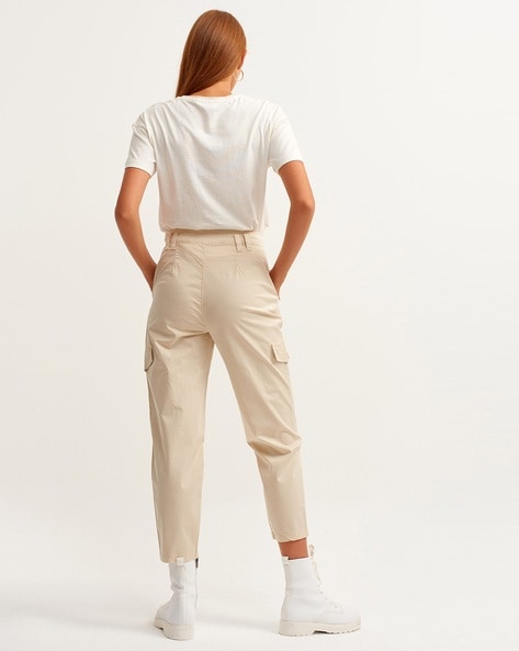 GAP Women's Size 16 Clean CUT CAPRI Pants Beige Cropped Boho Waist 36”  Pockets
