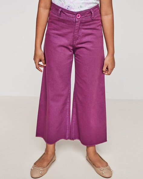 Girls Khaki Cotton Mid Rise Wide Leg Cargo Trousers | New Look