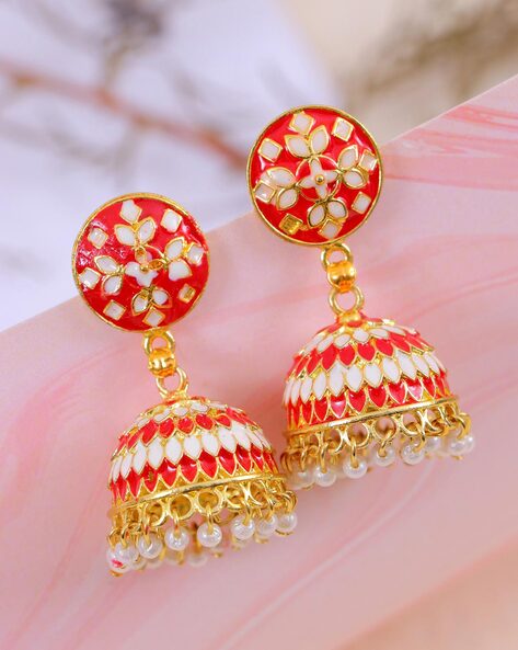 Elegant multi layer bell drop earrings - Desi Royale