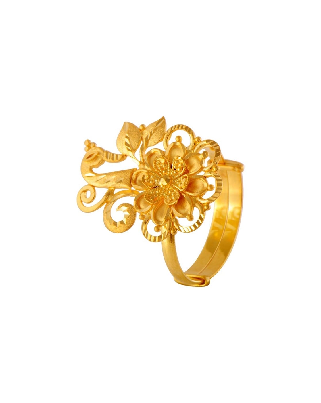 P.C. Chandra Jewellers 14KT (585) Yellow Gold BIS Hallmark Flower with Red  Stone Ring for Women - 2.1 Grams : Amazon.in: Fashion