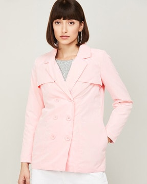 pink fitted jacket womens