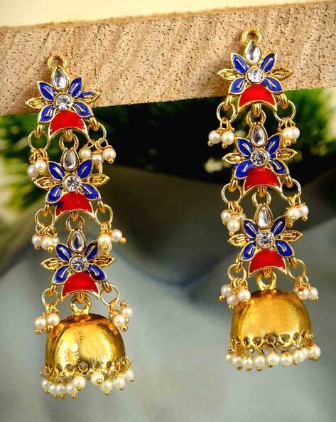 Beautiful Jhumka Earrings With Crystal Drops Latest Fashion Jewelry Designs  J21490