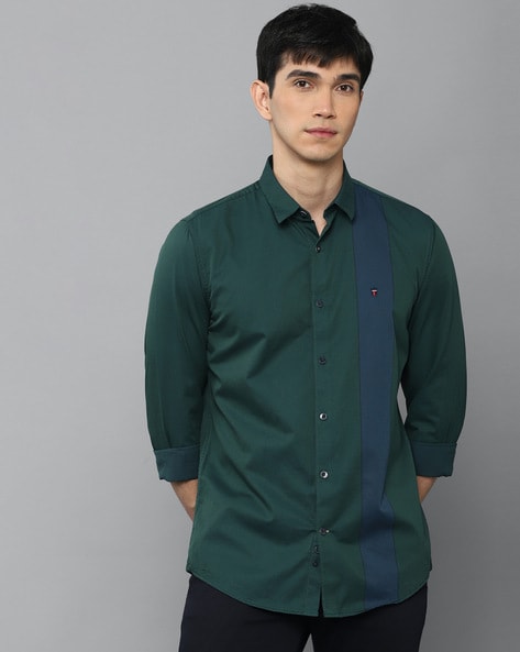 LOUIS PHILIPPE Men Checkered Formal Green Shirt - Buy LOUIS