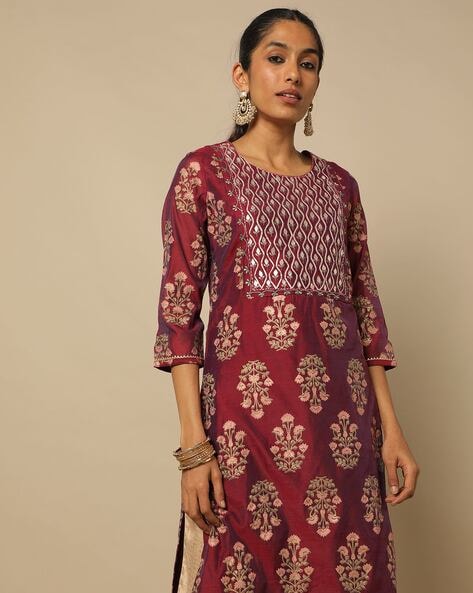 Wine Kurtas for Women by Indie Picks Online | Ajio.com