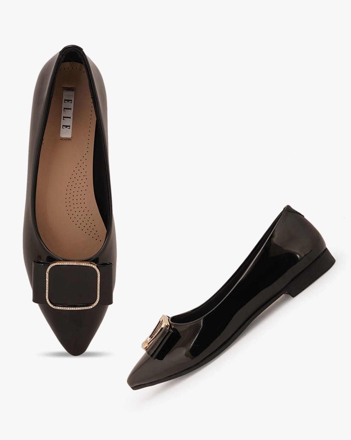 Womens black flat pointed hot sale shoes