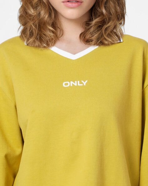 Buy Yellow Sweatshirt Hoodies for Women by ONLY Online Ajio