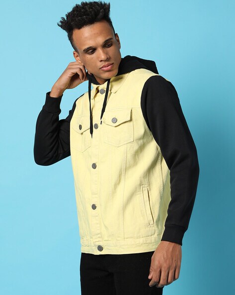 Colour block puffer jacket with hood | GATE