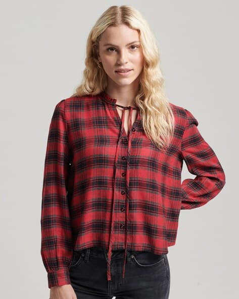SUPERDRY Vintage Ruffle Trim Checked Shirt