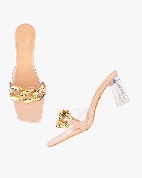 Clear strap low online heels