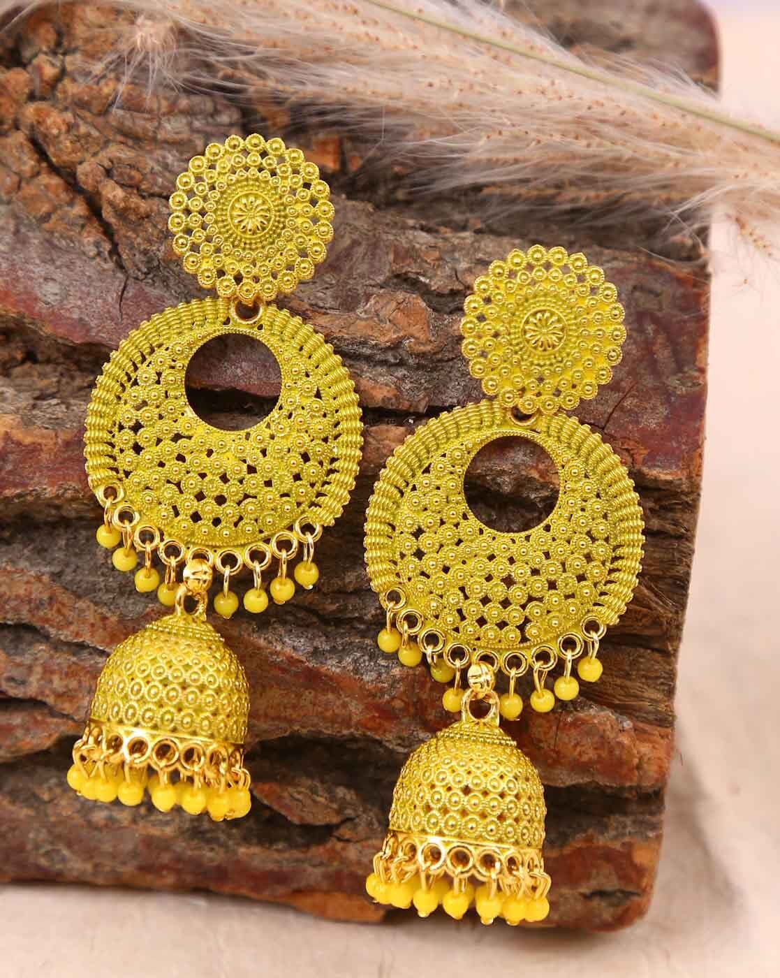 Buy Yellow Oxidized Jhumka/ethnic Indian Small Jhumka Earrings/silver  Plated Oxidized Jhumka/traditional Regular Wear Yellow Jhumka Earrings  Online in India - Etsy