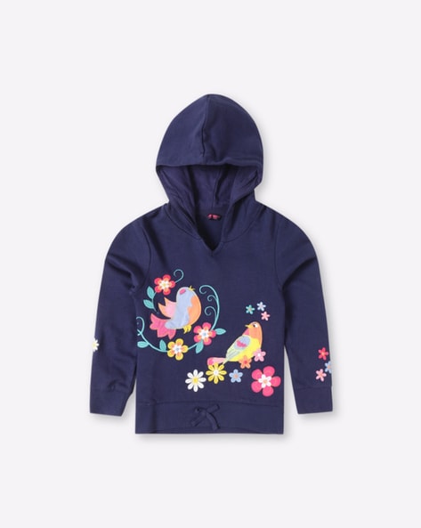 Floral embroidered hoodie sale