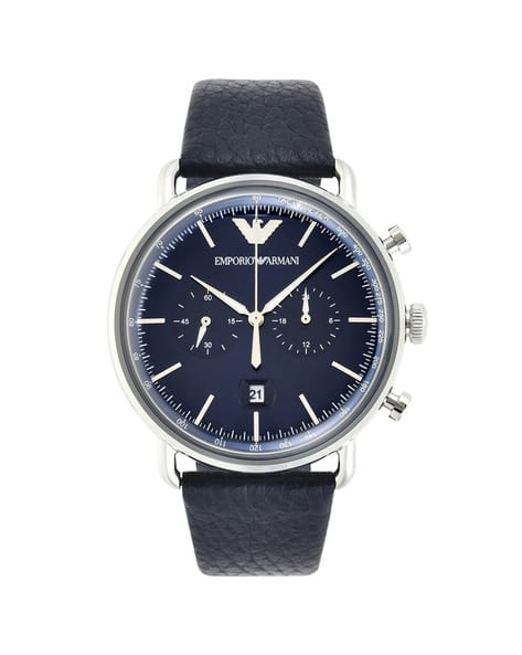 Stainless Steel Armani Ar 11105 Leather Strap Armani Watch Ar11105 Emporio Armani AR11105 Blue