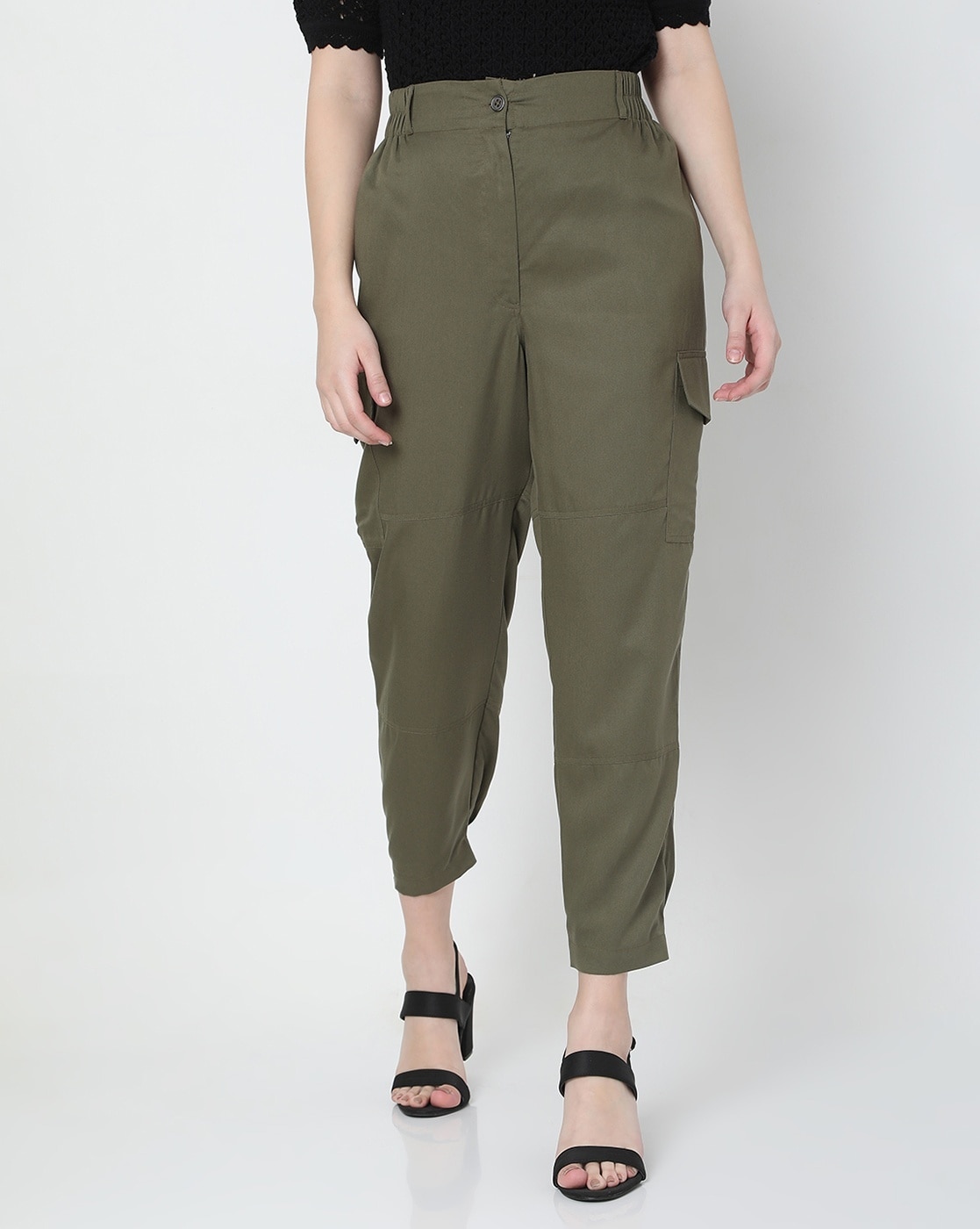 Buy Green Trousers & Pants for Women by Encrustd Online | Ajio.com