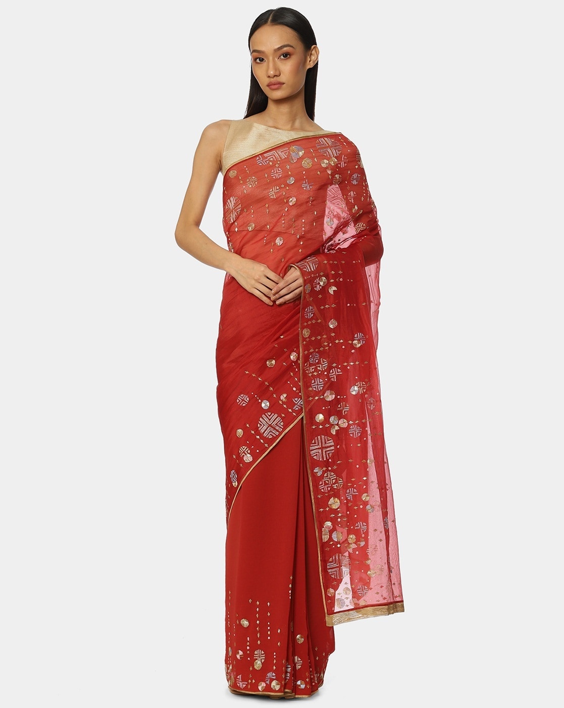 Buy Blue Chiffon Printed Flora Miss Muse Saree With Running Blouse For  Women by Satya Paul Online at Aza Fashions.