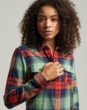 Ladies fitted check shirt clearance