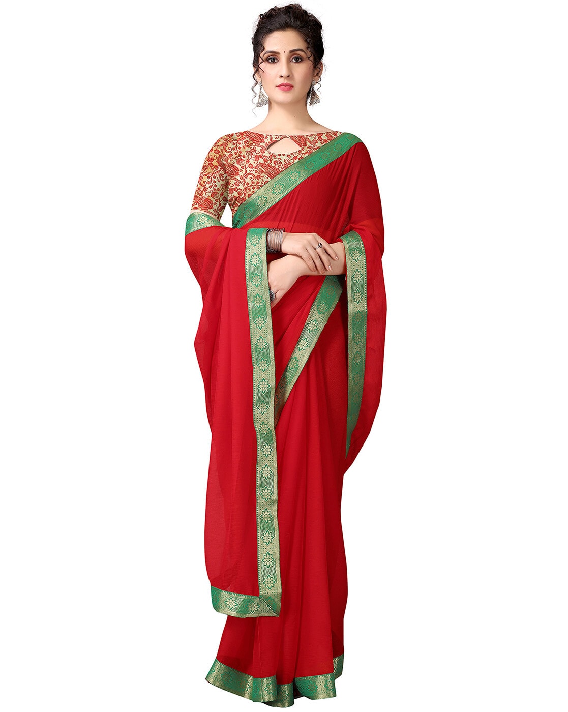 Buy Red Sarees for Women by FOURLEAF Online | Ajio.com