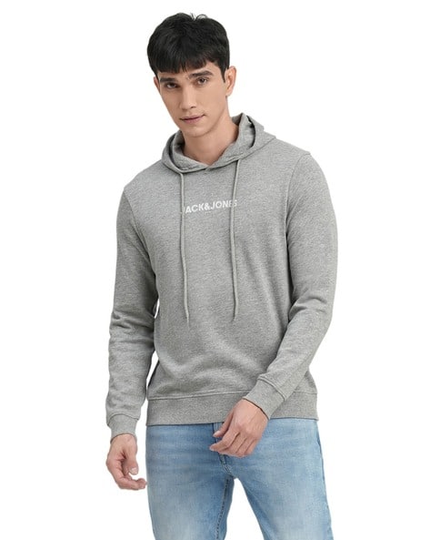Heathered Slim Fit Hoodie with Ribbed Hems