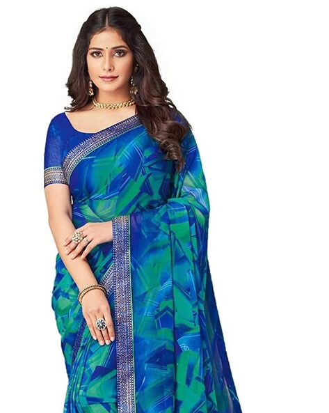 Buy Traditional Fashion Women's Georgette Printed Lace Border Work Saree  Great Indian Women Saree Hot Design Below 299 Rupee Trendy Offer Under 999  Silk Saree For women Causal, ceremony And Wedding Collection