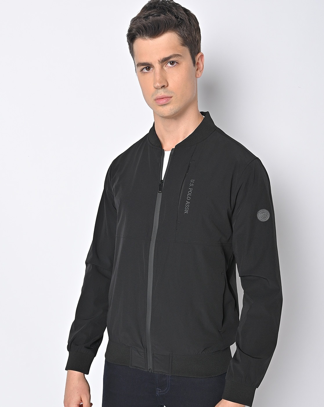 Us polo assn front zip jacket with insert online pocke