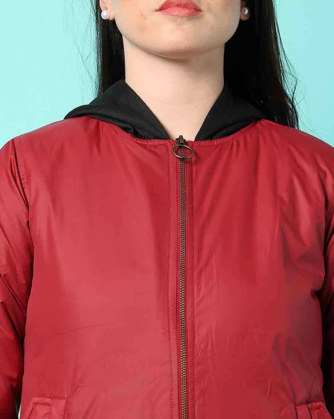 Buy Maroon & black Jackets & Coats for Women by Campus Sutra Online |  Ajio.com