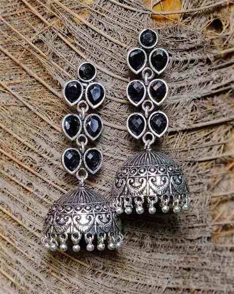 Buy Nityakshi Black Metal Jhumka Oversized Jhumka Earring  (JDD_SILVERROUND_JHUMKA) at Amazon.in