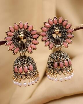 Peacock hot sale jhumkas gold