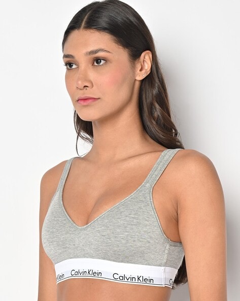 Calvin Klein Invisibles Lightly Lined V-Neck Bralette In Grey