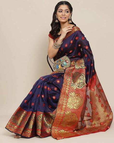 Buy Blue Sarees for Women by Ishin Online | Ajio.com