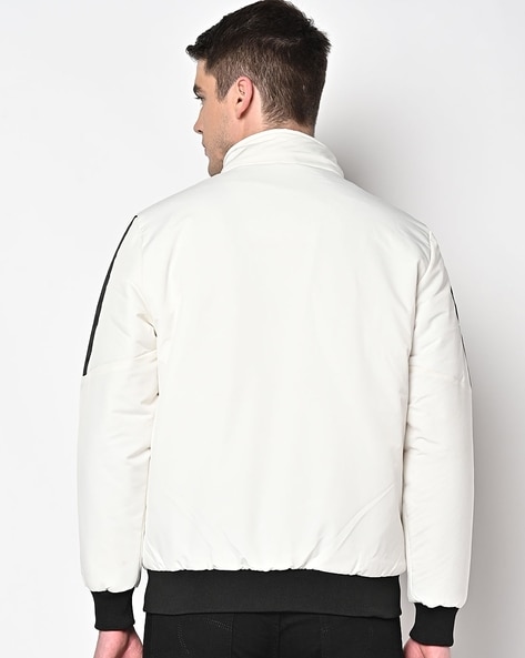 White Pocket Zip Up Bomber | Coats & Jackets | PrettyLittleThing SA