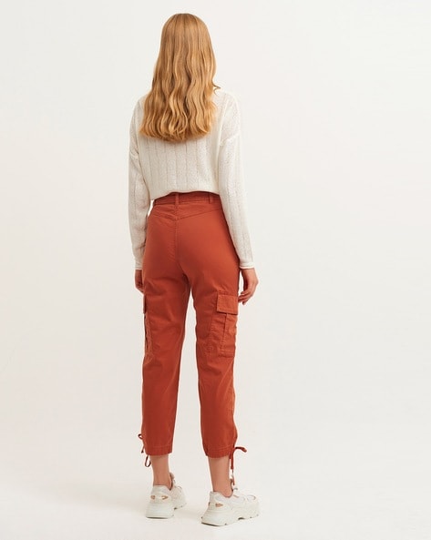 Mid-Rise Cargo Pants with Belt