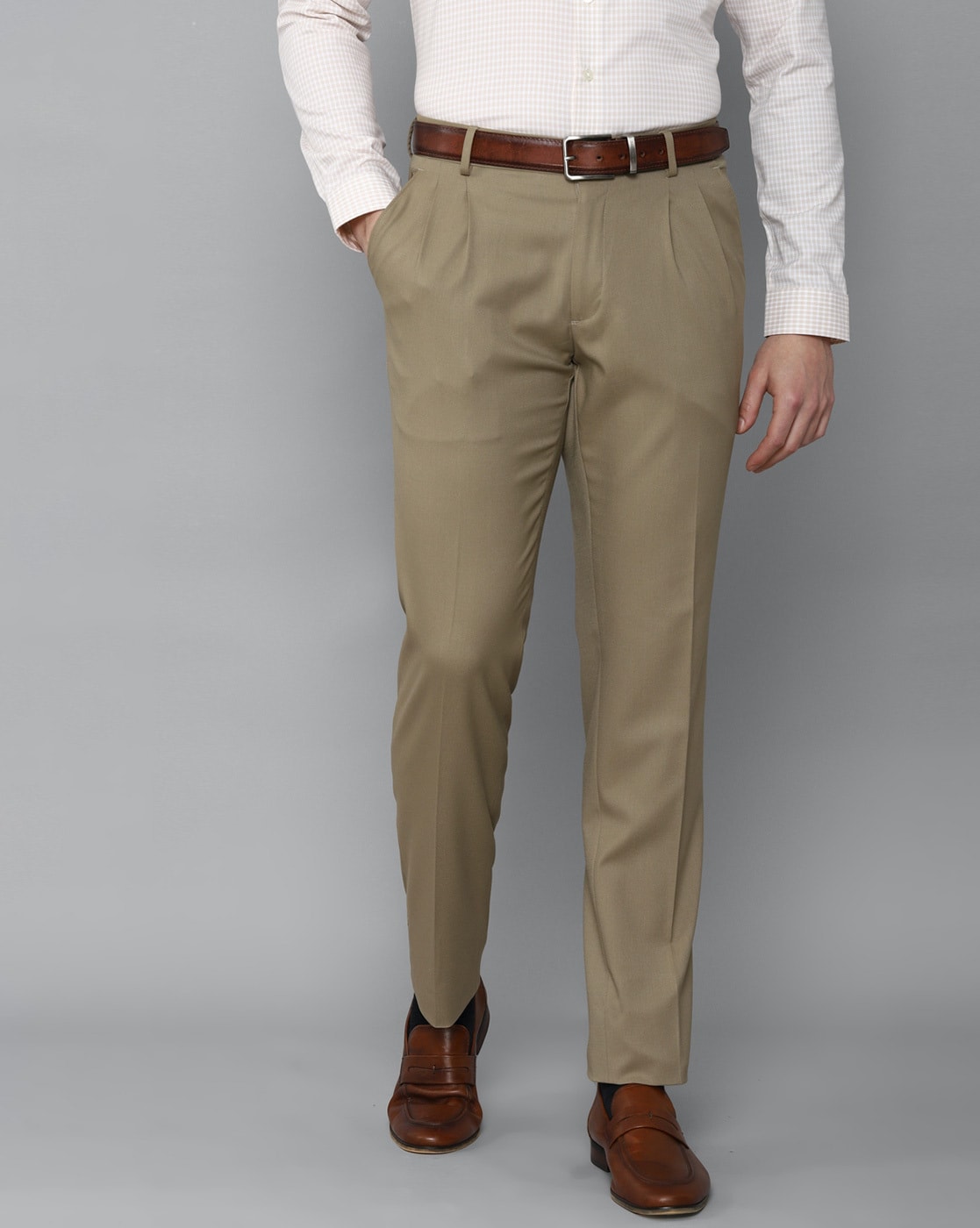 Buy Checked Slim Fit Pleated Trousers Online at Best Prices in India   JioMart