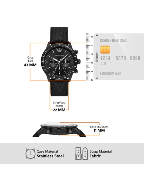 AR11453 | Buy Strap Chronograph | EMPORIO Fabric ARMANI AJIO LUXE Color Black Women with Watch