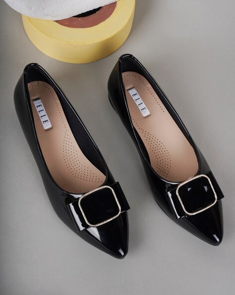 Ladies black pointed hot sale shoes